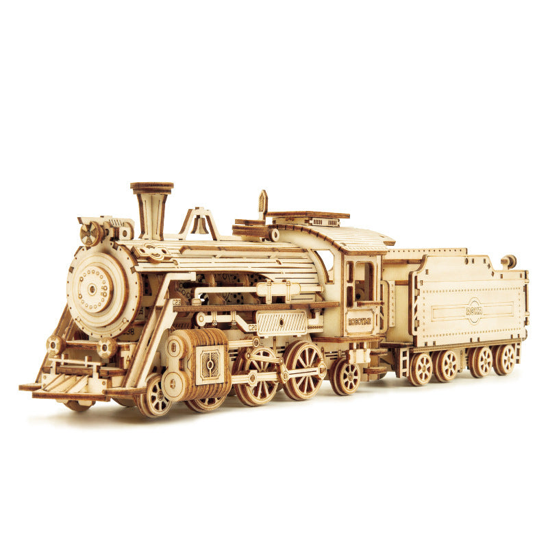 3D Wooden Puzzle Train Model DIY Wooden Train Toy Mechanical Train Model Kit Assembly Model Home Decoration Crafts - LJ Enterprise