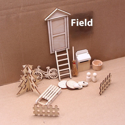 Dollhouse Christmas Decoration Solid Color Set