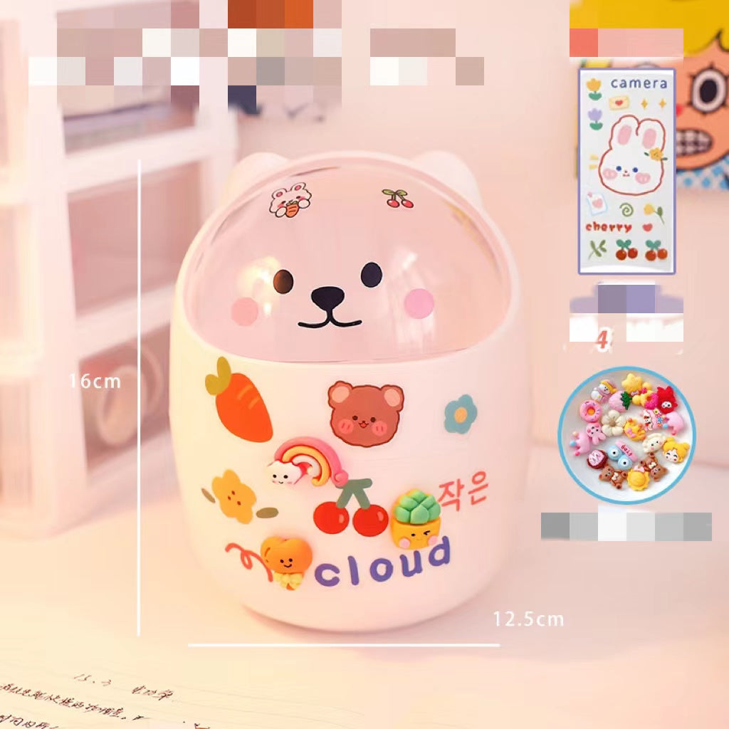 Desktop Trash Can Desk Organizer Bucket Office Mini Bear Trash Can