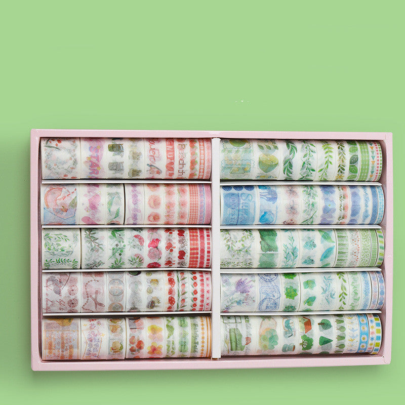 100 Rolls Of Hand Account Tape Antique Characters And Paper Tape Cute Color Salt Hand Account Material Spree Set