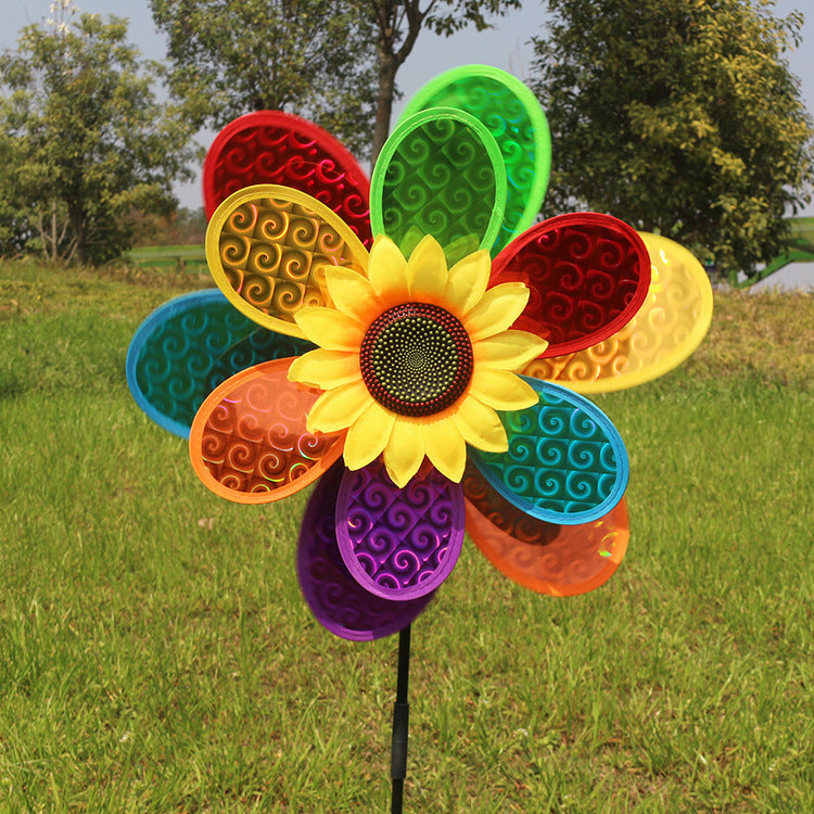 Children's Plastic Colorful Windmill Toy Outdoor Cartoon Material Windmill String Stall Toy