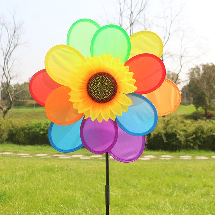 Children's Plastic Colorful Windmill Toy Outdoor Cartoon Material Windmill String Stall Toy