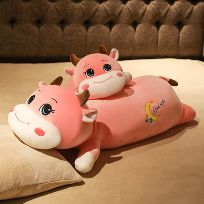 Cute Cow Pillow Baby Long Bed To Comfort Sleeping Cartoon Animal Doll Baby Children