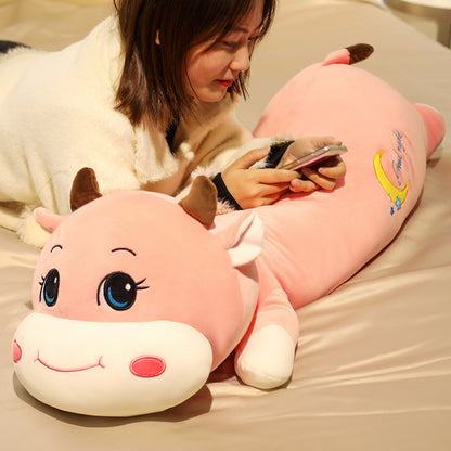 Cute Cow Pillow Baby Long Bed To Comfort Sleeping Cartoon Animal Doll Baby Children