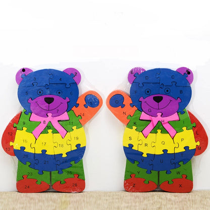 Wooden Alphabet And Numbers Environmental Protection Double-Sided Puzzle