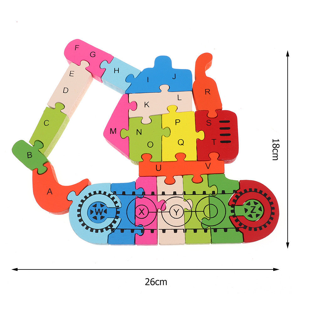 Wooden Alphabet And Numbers Environmental Protection Double-Sided Puzzle