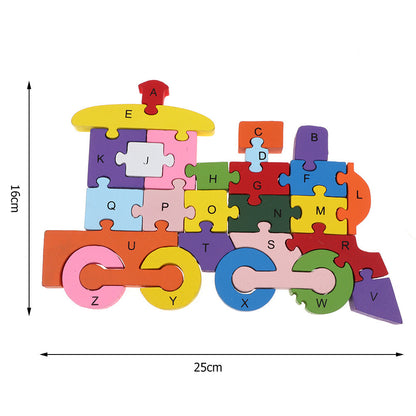 Wooden Alphabet And Numbers Environmental Protection Double-Sided Puzzle