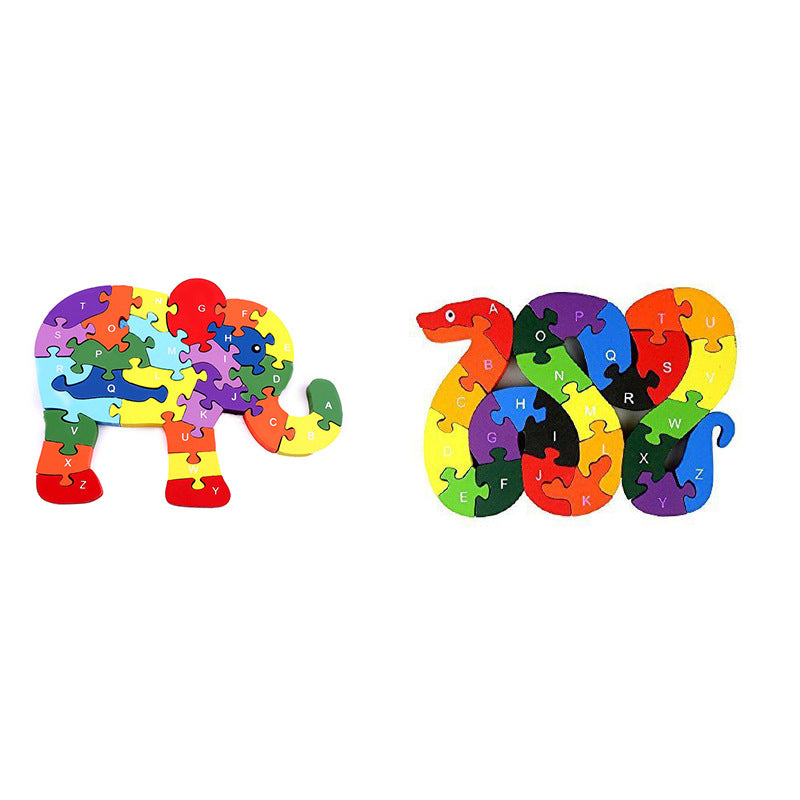Wooden Alphabet And Numbers Environmental Protection Double-Sided Puzzle