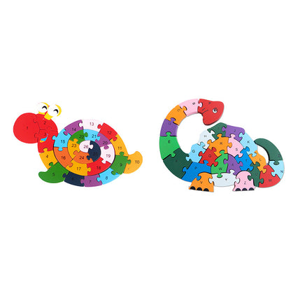 Wooden Alphabet And Numbers Environmental Protection Double-Sided Puzzle