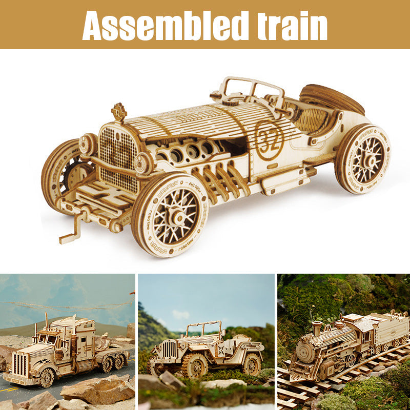 3D Wooden Puzzle Train Model DIY Wooden Train Toy Mechanical Train Model Kit Assembly Model Home Decoration Crafts - LJ Enterprise