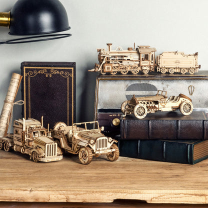 3D Wooden Puzzle Train Model DIY Wooden Train Toy Mechanical Train Model Kit Assembly Model Home Decoration Crafts - LJ Enterprise