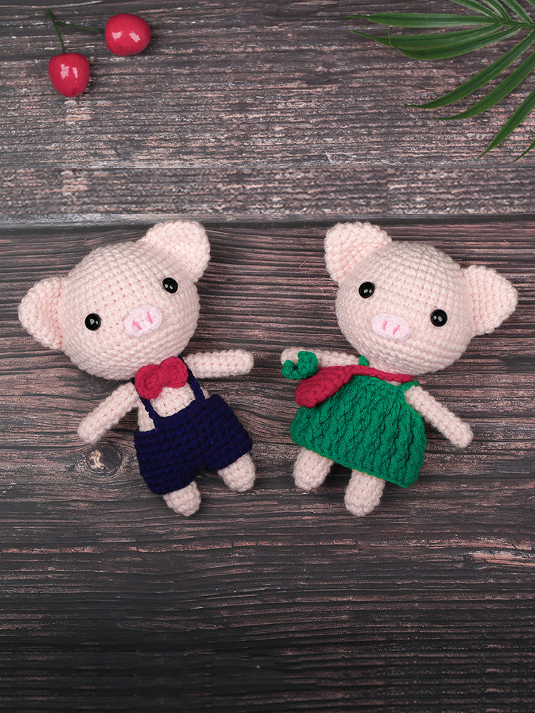 Handmade Crochet Yarn Doll Material Package Diy Pendant Couple Piggy Hook Line Doll Gift - LJ Enterprise