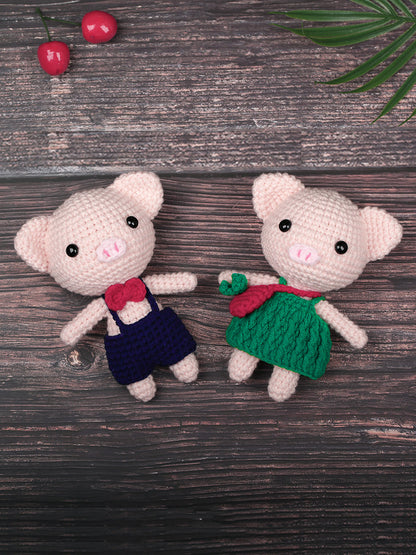 Handmade Crochet Yarn Doll Material Package Diy Pendant Couple Piggy Hook Line Doll Gift - LJ Enterprise