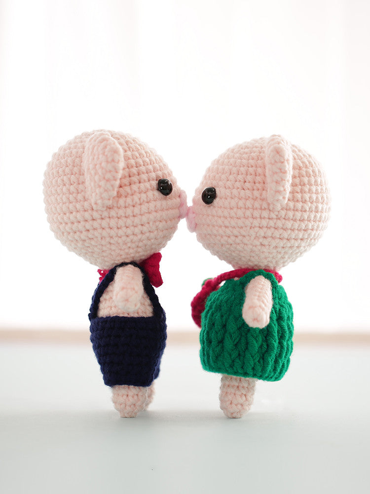 Handmade Crochet Yarn Doll Material Package Diy Pendant Couple Piggy Hook Line Doll Gift - LJ Enterprise