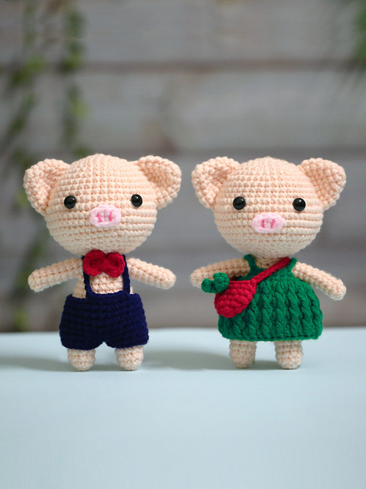 Handmade Crochet Yarn Doll Material Package Diy Pendant Couple Piggy Hook Line Doll Gift - LJ Enterprise