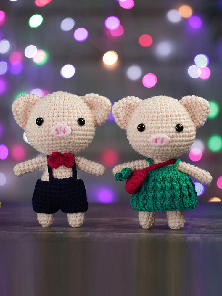 Handmade Crochet Yarn Doll Material Package Diy Pendant Couple Piggy Hook Line Doll Gift - LJ Enterprise