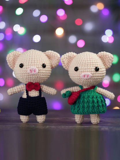 Handmade Crochet Yarn Doll Material Package Diy Pendant Couple Piggy Hook Line Doll Gift - LJ Enterprise