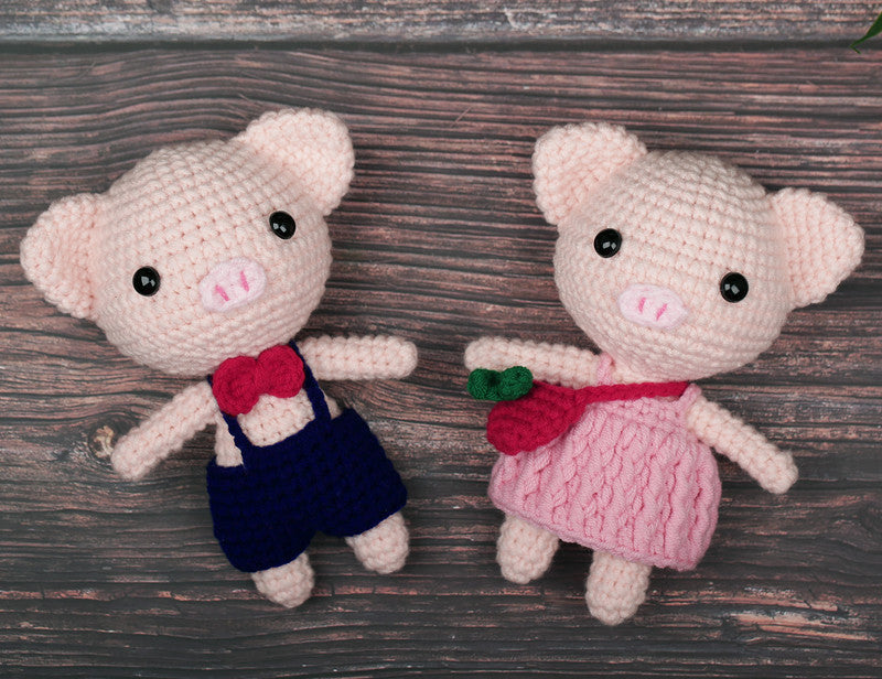 Handmade Crochet Yarn Doll Material Package Diy Pendant Couple Piggy Hook Line Doll Gift - LJ Enterprise