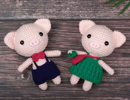 Handmade Crochet Yarn Doll Material Package Diy Pendant Couple Piggy Hook Line Doll Gift - LJ Enterprise