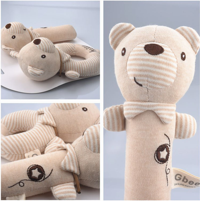 Cotton Round Rattle Stick Baby Soothing Toy For Infants And Toddlers