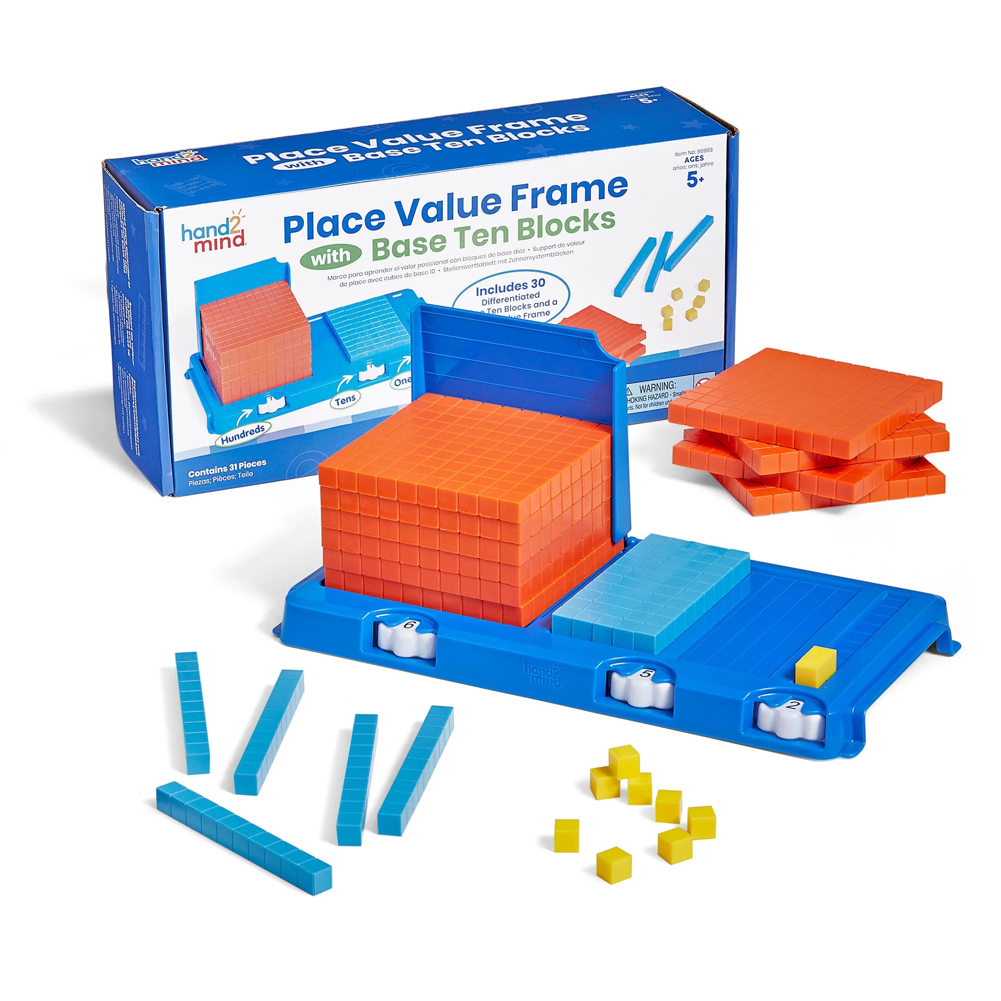 Place Value Frame with Base Ten Blocks, Math Manipulatives for Elementary School