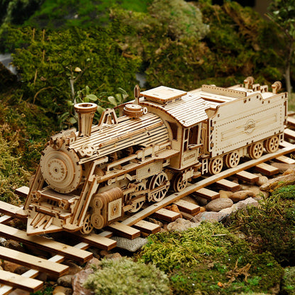 3D Wooden Puzzle Train Model DIY Wooden Train Toy Mechanical Train Model Kit Assembly Model Home Decoration Crafts - LJ Enterprise