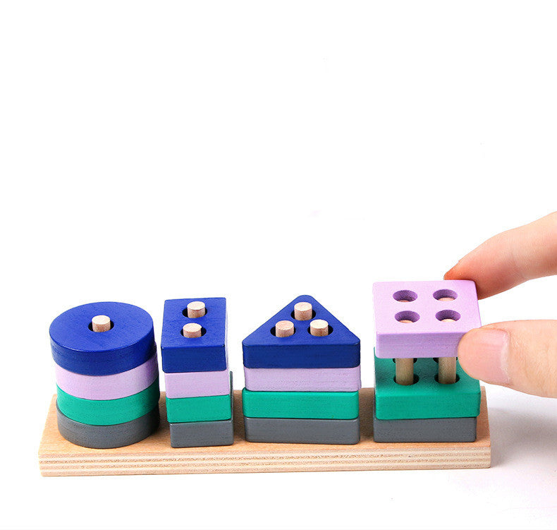 Four sets of columns for children wooden block