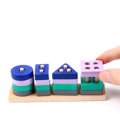 Four sets of columns for children wooden block