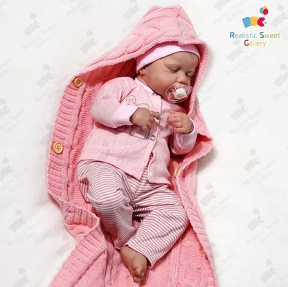 RSG 20-Inch Reborn Dolls - Soft Cloth Body Lifelike Sleeping Doll - Newborn Baby Dolls with Clothes and Toy Accessories Gift for Kids Age 3+, Pink-Hat (Cloth Body)