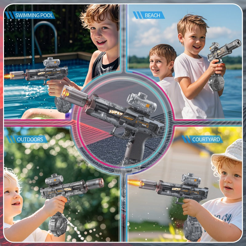 LED Lights Electric Water Guns Children Simulated Shooting Recoil Powerful Automatic Water Spray Gun Kids Summer Outdoor Toys - LJ Enterprise