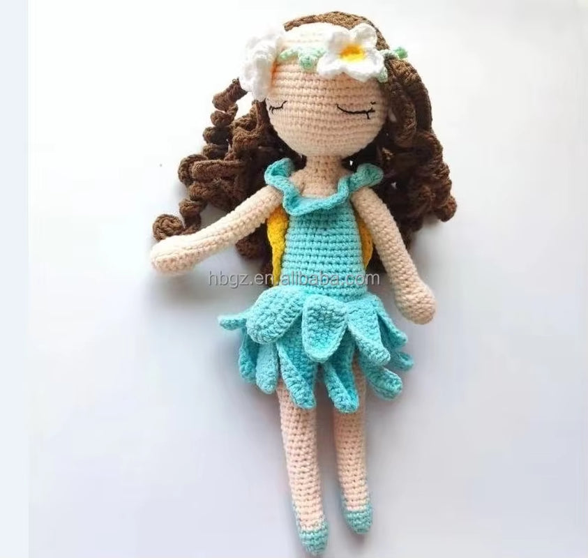 Custom Color Organic Cotton Handmade Girl Doll Girl Ballerina Knitted Doll Gift L for Children'S Day Christmas Day