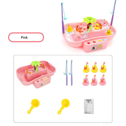 Electric water cycle Fishing Toy 
Dynamic music, cool lighting 
Toy Rotating 19.5  22  32cm