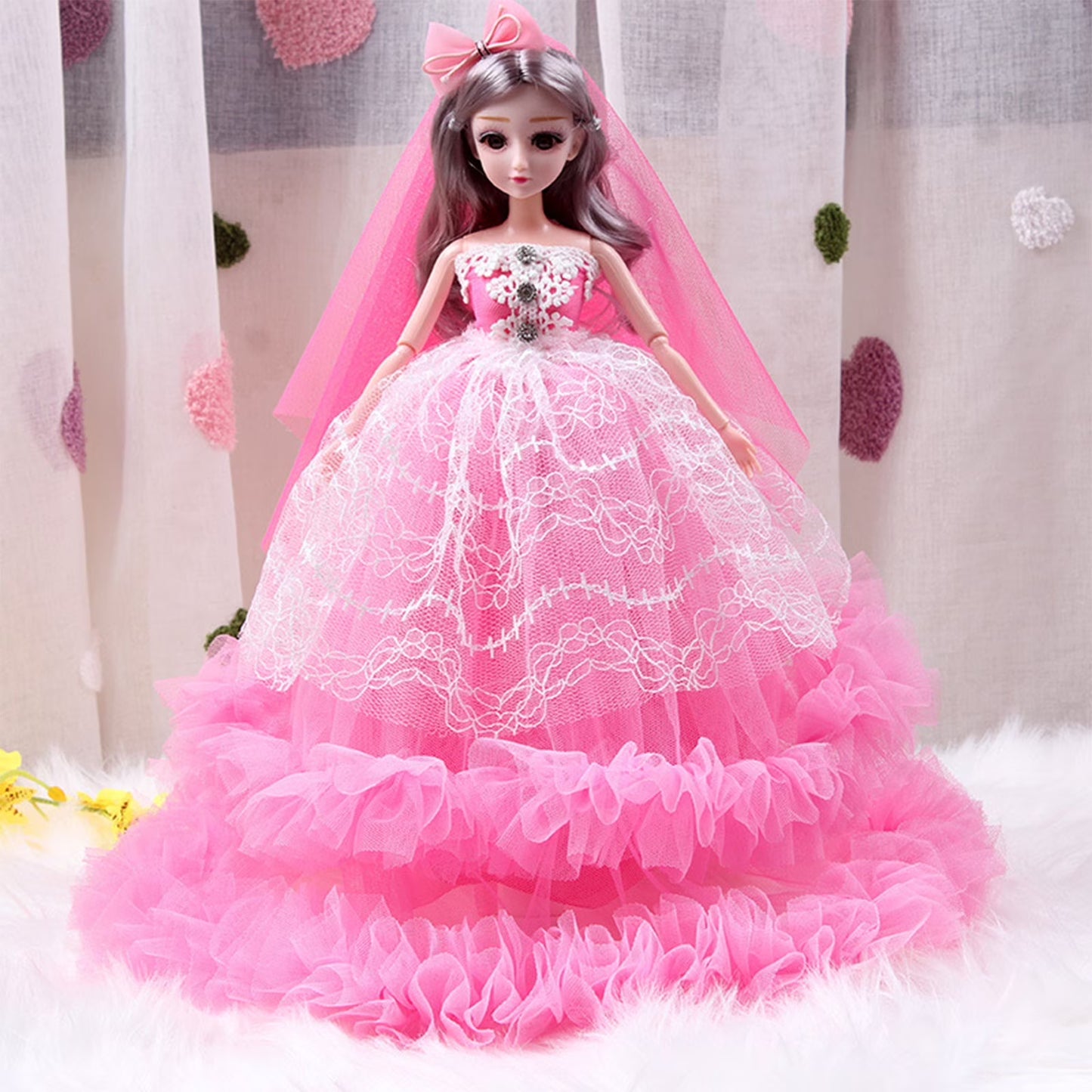 45Cm Princess Doll with Big Wedding Dress Included Realistic Fashion Doll for Girls' Pretend Play Storytelling(No Gift Box)