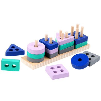 Four sets of columns for children wooden block