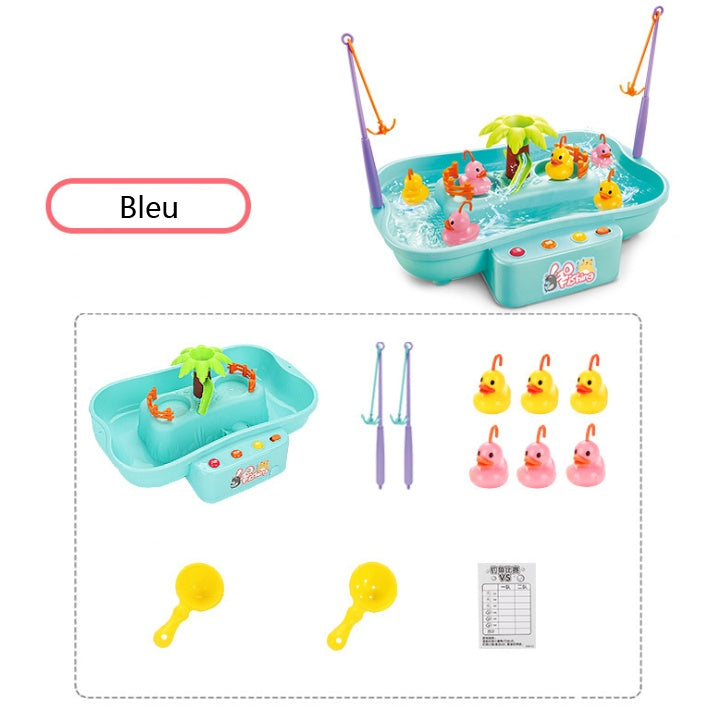 Electric water cycle Fishing Toy 
Dynamic music, cool lighting 
Toy Rotating 19.5  22  32cm