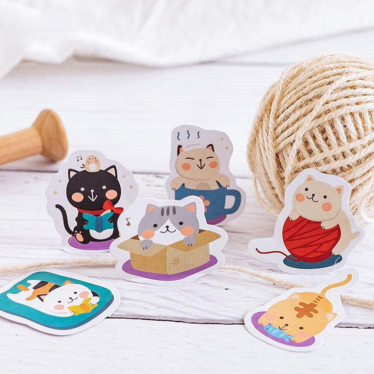 DIY boxed cartoon cat stickers