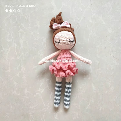 Custom Color Organic Cotton Handmade Girl Doll Girl Ballerina Knitted Doll Gift L for Children'S Day Christmas Day