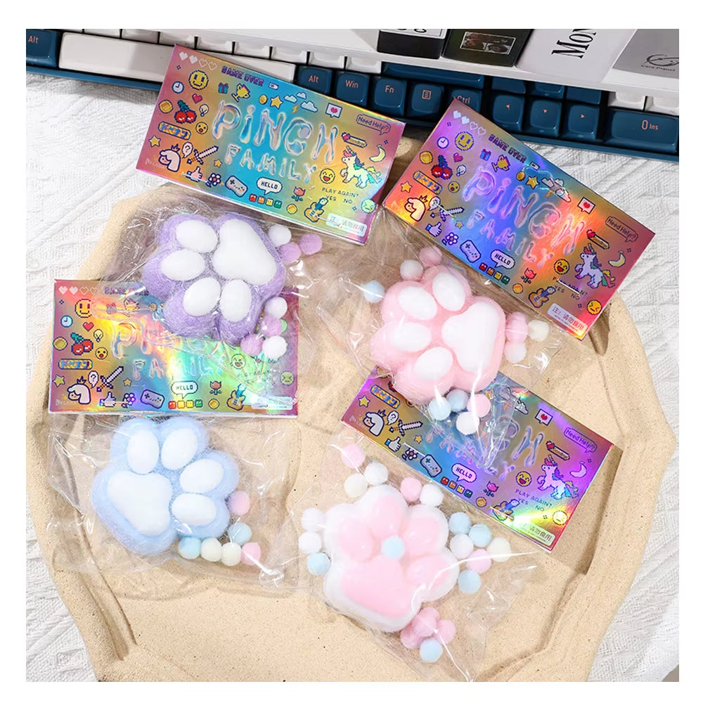 JN Handmade TPR Soft Pinch Squeeze Toy Unique Taba Squishy Paw for Kids 5-7 Years Slow Rebound Hamster Cat Paw Gift Idea