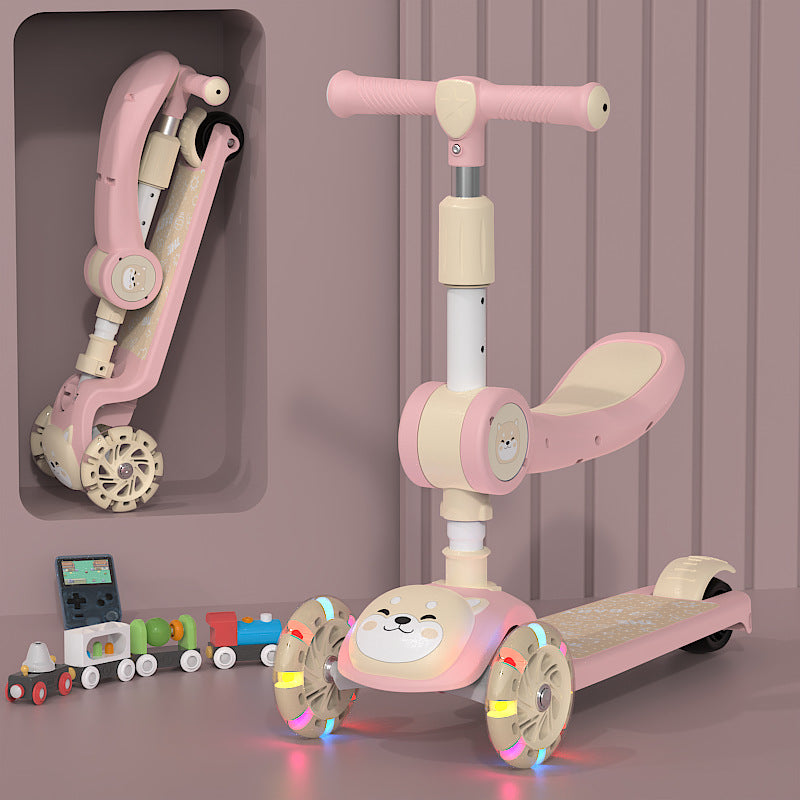 Unisex Baby 3-in-1 Slide-and-Fold Ride-On Toy