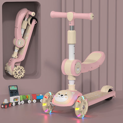 Unisex Baby 3-in-1 Slide-and-Fold Ride-On Toy
