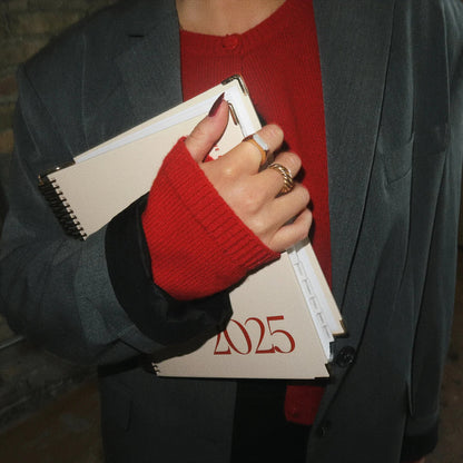 Daily Schedule Coil Notebook Cherry Red