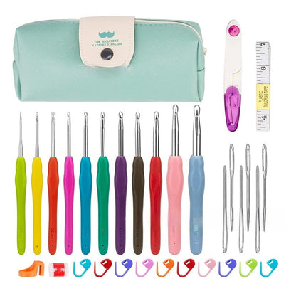 Crochet Needle Beard Pack Crochet Hook Set Colorful TPR Soft Handle Crochet - LJ Enterprise