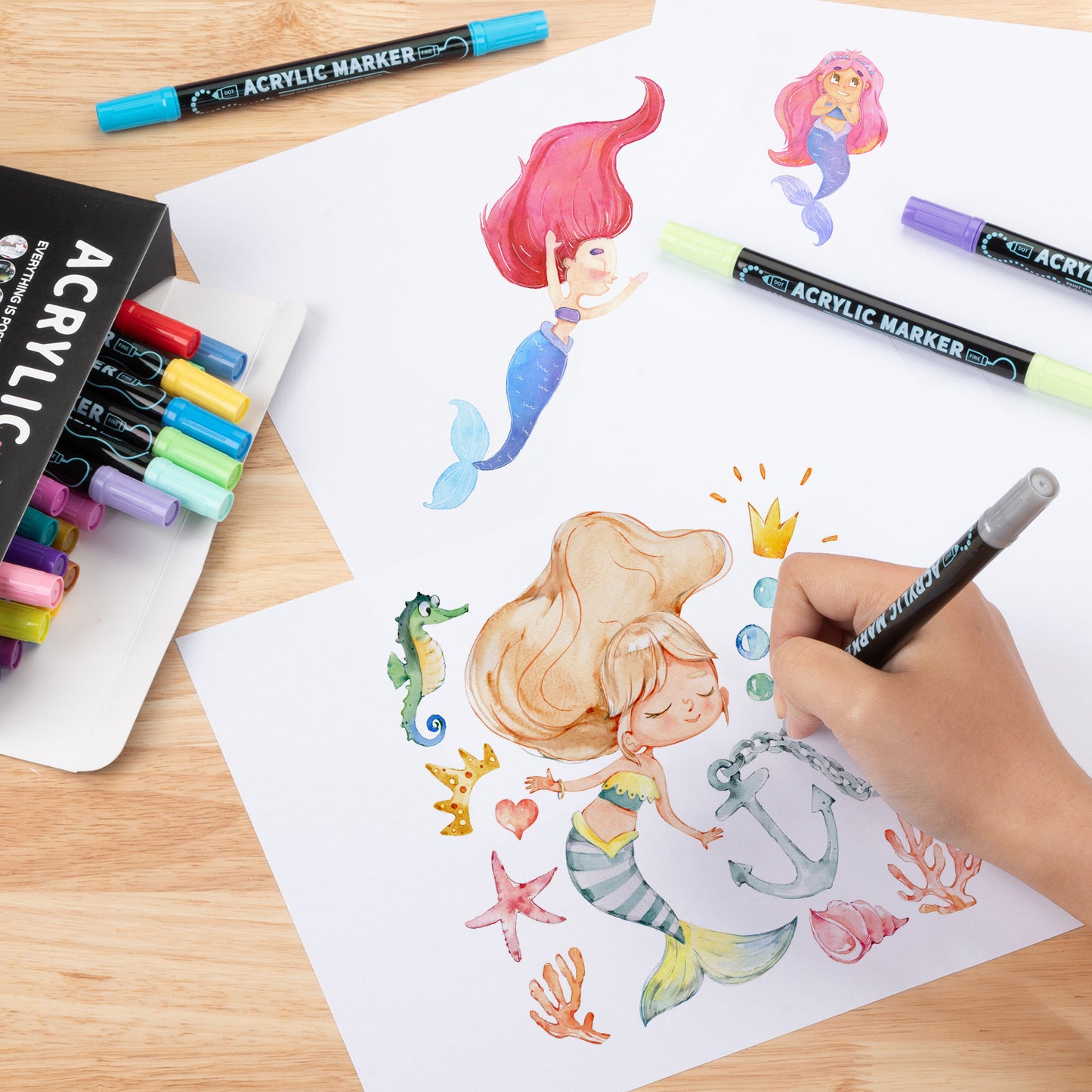 Household Stackable Dual-Tip Acrylic Markers