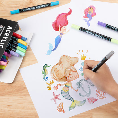 Household Stackable Dual-Tip Acrylic Markers