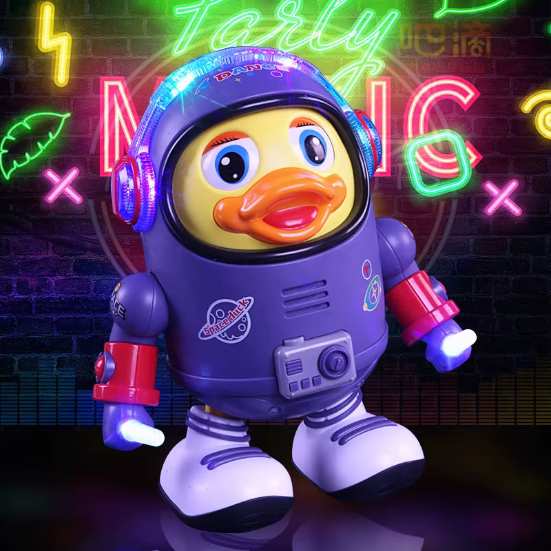 Hot Selling Baby Duck Cartoon Space Swinging Toy Musical Interactive Kids Light up Toy with Lights and Sounds Dancing Robot Toy