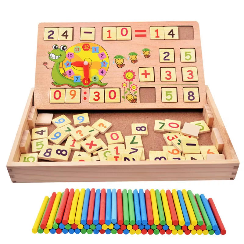 Multi-Functional Kids Board Game Wooden Montessori Toys Computing Learning Box Wooden Toys Children Learning Mathematics