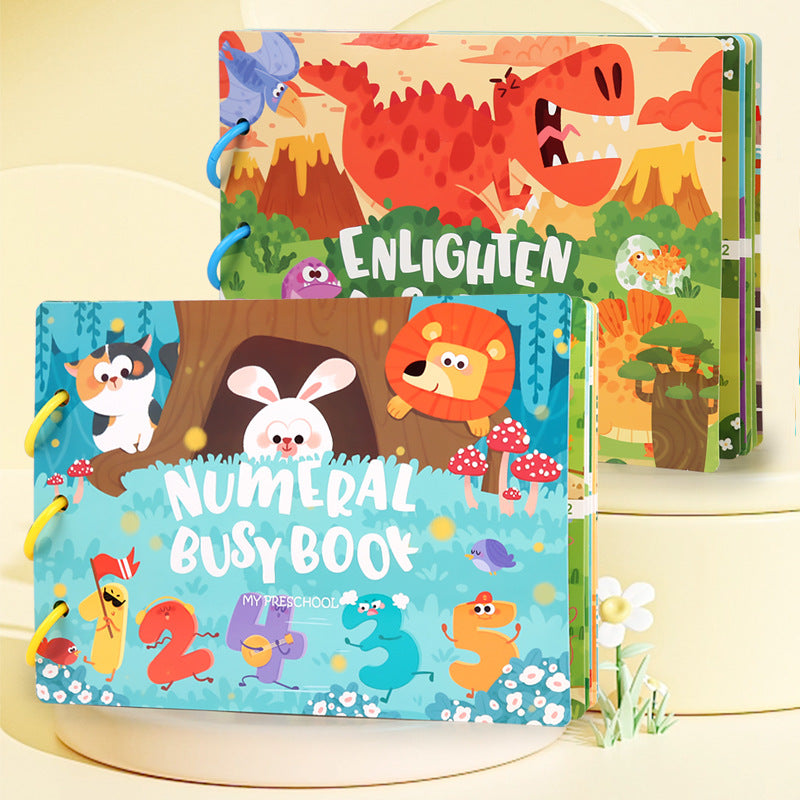 Educational Quiet Paste Book Full English Early Education Velcro Paper Enlightenment Toys - LJ Enterprise