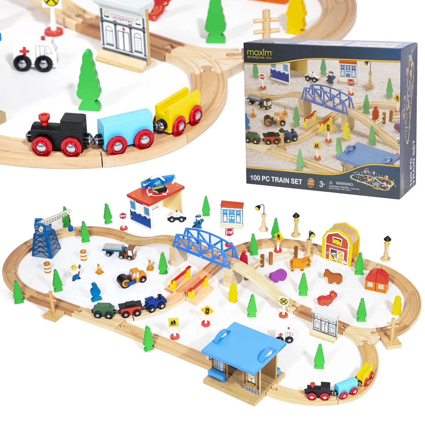 Wooden Train Set, 100 Pc.