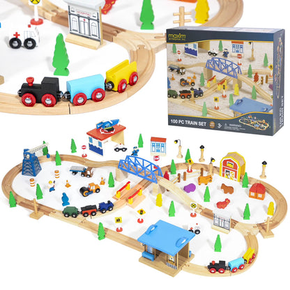 Wooden Train Set, 100 Pc.