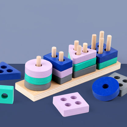 Four sets of columns for children wooden block